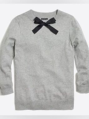 J. Crew Women’s Bow Neck Sweater in Heather Gray Size Small